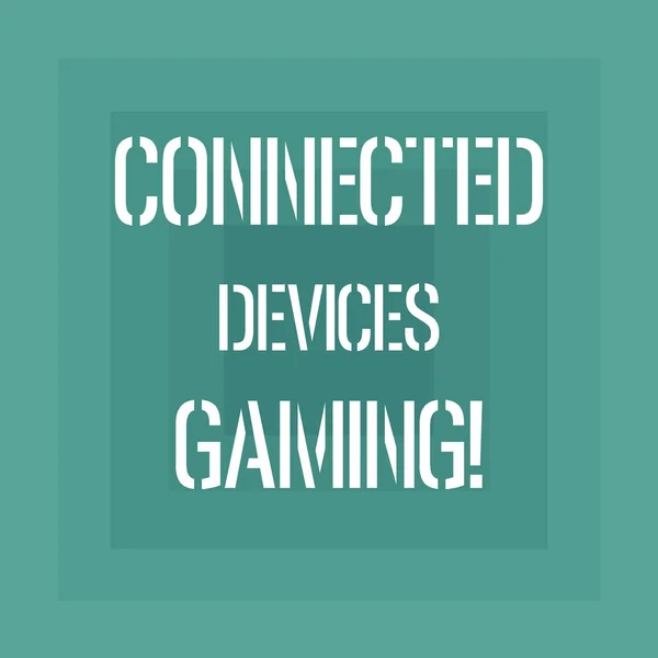 Text sign showing Connected Devices Gaming. Conceptual photo devices operate interactively and autonomously Geometrical Shape Multiple Halftone Squares Overlaying Like Tunnel photo.