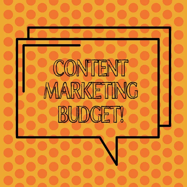 Writing note showing Content Marketing Budget. Business photo showcasing Promotional costs over a certain period of time Rectangular Outline Transparent Comic Speech Bubble photo Blank Space.