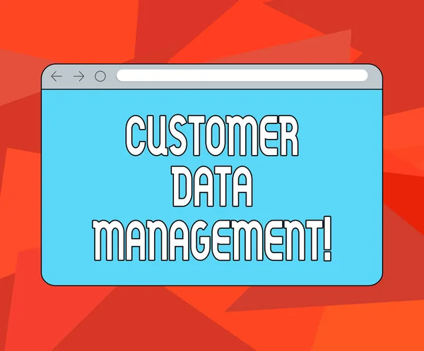 Texto para escrita de palavras Customer Data Management. Conceito de negócio para acompanhar e analisar as informações dos clientes Monitore a tela com a barra de controle de progresso avançado Barra de texto em branco . — Fotografia de Stock