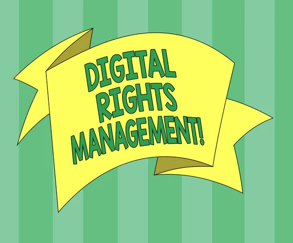 Текст почерка Digital Rights Management. Концепция подразумевает подход к защите авторских прав для цифровых медиа сложенный 3D лента полоса цельного цвета пустой ленты фото для празднования . — стоковое фото