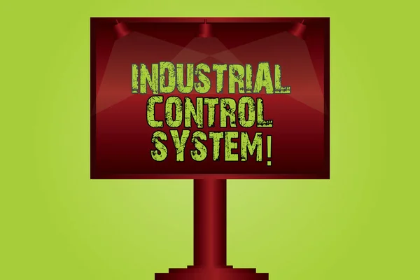 Text sign showing Industrial Control System. Conceptual photo integration of hardware and software with network Blank Lamp Lighted Color Signage Outdoor Ads photo Mounted on One Leg. — Stock Photo, Image