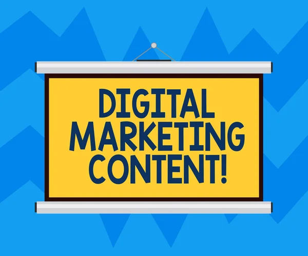 Tekst teken weergegeven: Digitale Marketing inhoud. Conceptuele foto distribueren inhoud voor doelgroep online leeg draagbare muur meeloper projectie scherm voor conferentie presentatie. — Stockfoto