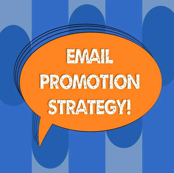 Texte manuscrit Email Promotion Strategy. Signification du concept Offrir des rabais ou un cadeau supplémentaire pour attirer le client Blanc ovale contour Couleur unie Bulle d'élocution Texte vide Ballon photo . — Photo