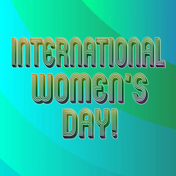 Writing note showing International Women S Day. Business photo showcasing International celebration for womens achievement Blank Diagonal Curve Strip Monochrome Color in Seamless Repeat Pattern. — Stock Photo, Image