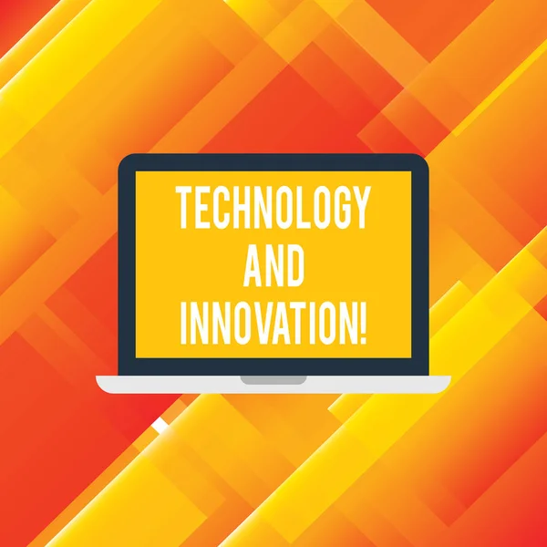 Handschrift Textschreibtechnologie und Innovation. Konzept bedeutet technologische Veränderungen von Produkten und Dienstleistungen Laptop-Monitor PC-Gerät Tablet leerer Bildschirm für Textfläche. — Stockfoto