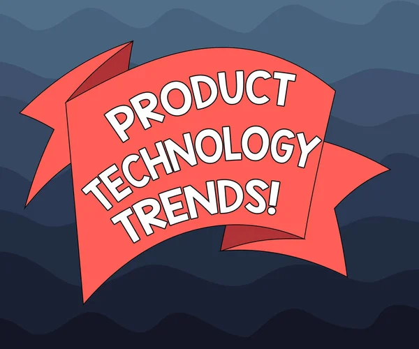 Het schrijven van nota Product technologie Trends tonen. 3D-lint Strip effen kleur leeg Sash foto zakelijke foto presentatie gemakkelijk geaccepteerd in de markt steeds populairder gevouwen voor viering. — Stockfoto