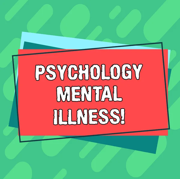 Word writing text Psychology Mental Illness. Business concept for Psychiatric disorder Mental health condition Pile of Blank Rectangular Outlined Different Color Construction Paper.