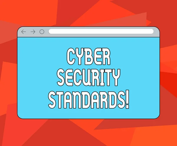 Word writing text Cyber Security Standards. Business concept for Rules for organizational info security standards Monitor Screen with Forward Backward Progress Control Bar Blank Text Space.