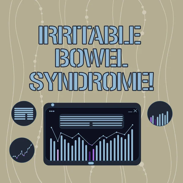 Handwriting text Irritable Bowel Syndrome. Concept meaning Disorder involving abdominal pain and diarrhea Digital Combination of Column Line Data Graphic Chart on Tablet Screen.