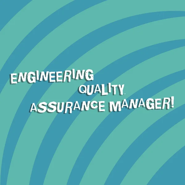 Text sign showing Engineering Quality Assurance Manager. Conceptual photo Evaluation production control Quarter Circle Halftone Blank Space for Poster Presentations Web Design.