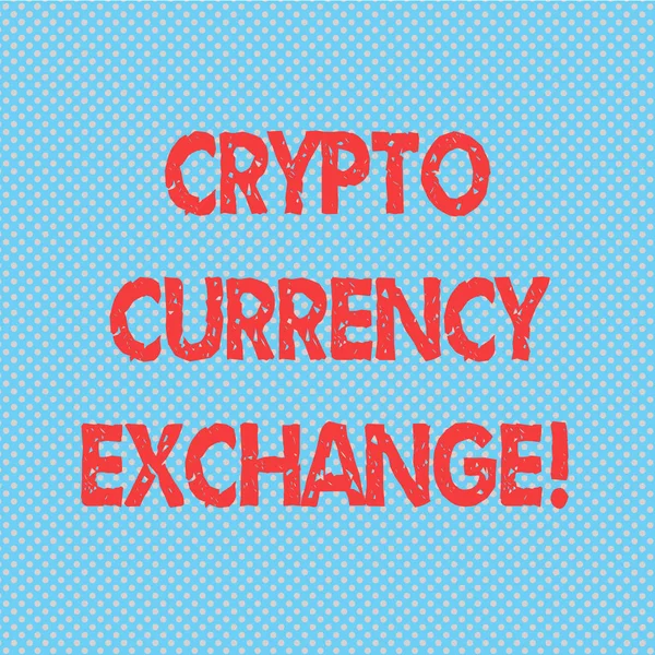 Word tekst intoetsen Crypto Currency Exchange. Businessconcept voor Trading van digitale valuta's voor andere activa naadloze Polka Dots Pixel Effect voor webdesign en optische illusie. — Stockfoto