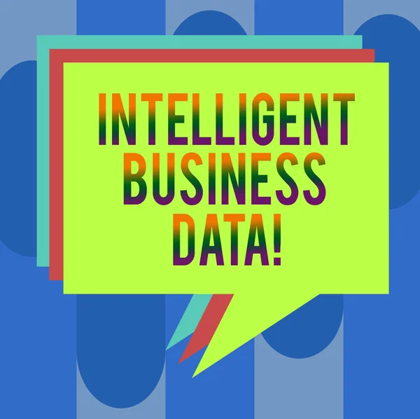 Handwriting text Intelligent Business Data. Concept meaning use of internal data to analyze the operations Stack of Speech Bubble Different Color Blank Colorful Piled Text Balloon. — Stock Photo, Image
