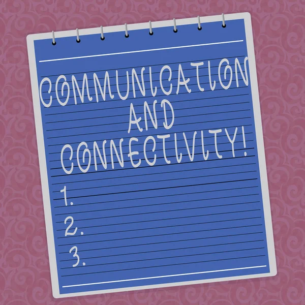 显示沟通和连接的书写笔记。在水印打印背景上展示社交连接的商业照片. — 图库照片