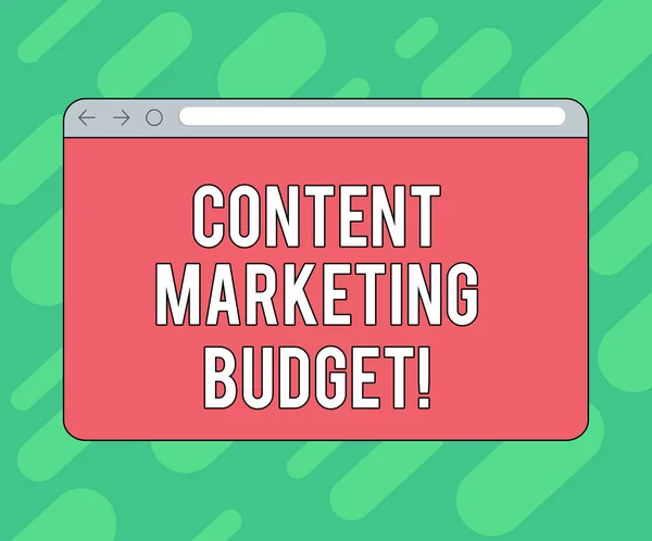 Conceptual hand writing showing Content Marketing Budget. Business photo showcasing Promotional costs over a certain period of time Monitor Screen with Progress Control Bar Blank Text Space.