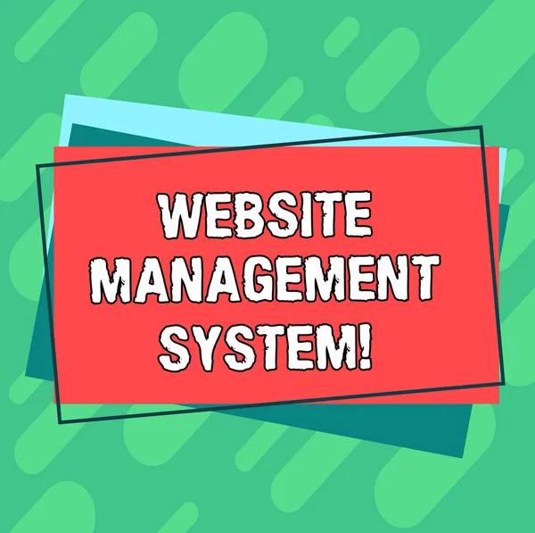 Word writing text Website Management System. Business concept for way to analysisage digital information on a website Pile of Blank Rectangular Outlined Different Color Construction Paper.