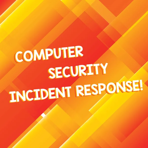 Conceptual hand writing showing Computer Security Incident Response. Business photo showcasing Technology errors safety analysisagement Diagonal Rectangle Transparent Color Over Abstract photo.