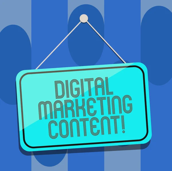 Текст почерка Digital Marketing Content. Концепция, означающая распространение контента для целевой аудитории в сети Blank Hanging Color Door Window Signage with Reflection String and Tack . — стоковое фото