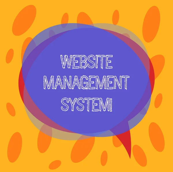 Escrita de mão conceitual mostrando Sistema de Gerenciamento de Sites. Maneira de texto de foto de negócios para analisarinformações digitais em um site em branco Speech Bubble foto e pilha de sobreposição de círculo . — Fotografia de Stock