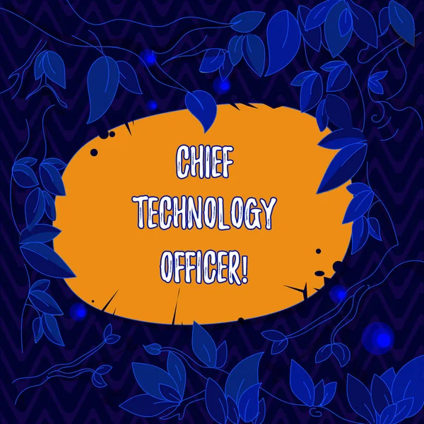 Word writing text Chief Technology Officer. Business concept for focused on scientific and technological issues Tree Branches Scattered with Leaves Surrounding Blank Color Text Space.