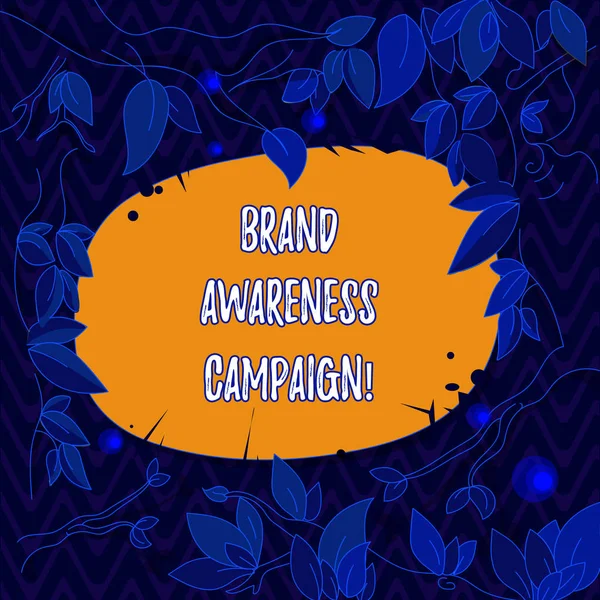 Word writing text Brand Awareness Campaign. Business concept for How aware consumers are with your products Tree Branches Scattered with Leaves Surrounding Blank Color Text Space.