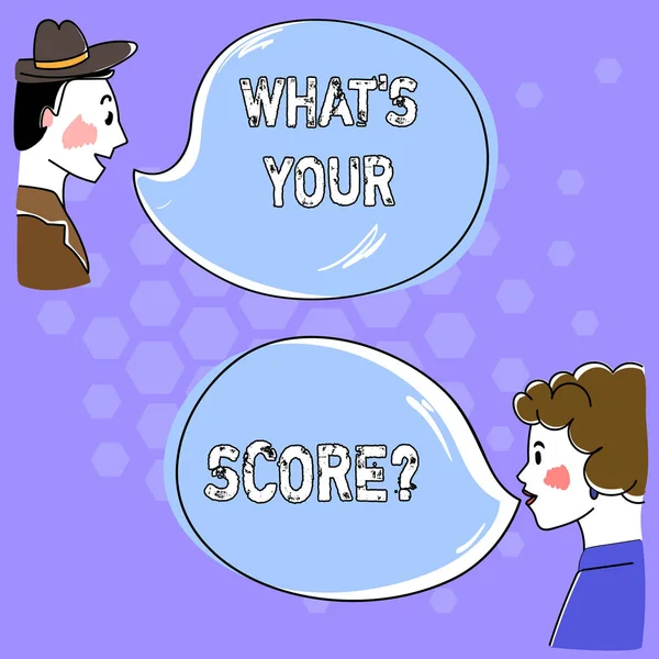 Conceptual hand writing showing What S Is Your Scorequestion. Business photo text asking about the real facts of a situation Hand Wo analysis Talking photo with Blank Color Speech Bubble. — Stock Photo, Image