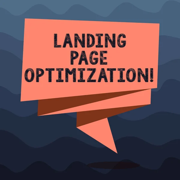 Writing Obs Visar Landing Page Optimering Företag Foto Skylta Förbättra — Stockfoto