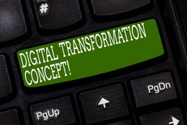 Kavramsal el dijital dönüşüm kavramı gösterilen yazma. İş fotoğraf metin dijital teknoloji klavye tuşu bilgisayar ileti fikir oluşturmak için niyet Going kağıtsız kullanımı.