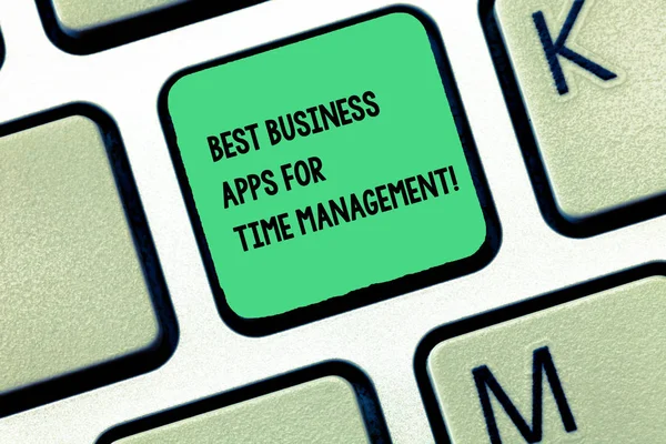 Word writing text Best Business Apps For Time Management. Business concept for Quality modern applications Keyboard key Intention to create computer message, pressing keypad idea.