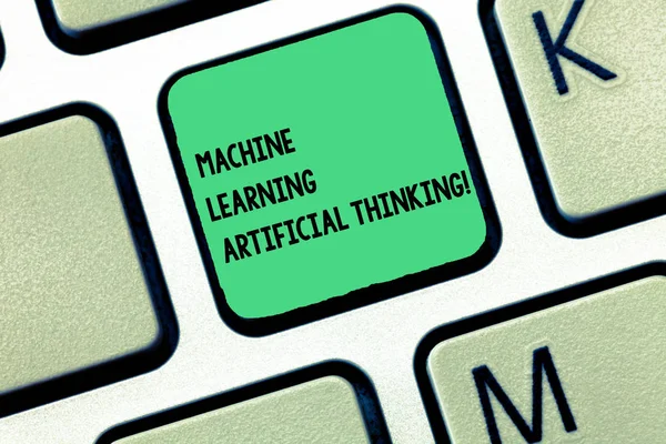 Word writing text Machine Learning Artificial Thinking. Business concept for Elearning online education chat bot Keyboard key Intention to create computer message, pressing keypad idea.