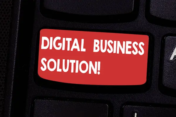 Handwriting text Digital Business Solution. Concept meaning Solution to establish successful online business Keyboard key Intention to create computer message pressing keypad idea. — Stock Photo, Image