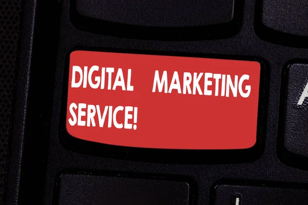 Handwriting text Digital Marketing Service. Concept meaning services using digital channels to reach consumers Keyboard key Intention to create computer message pressing keypad idea.