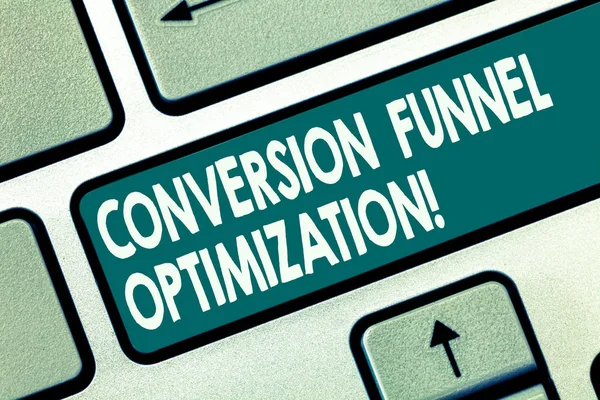 Word writing text Conversion Funnel Optimization. Business concept for thinking of advanced ways in online trading Keyboard key Intention to create computer message pressing keypad idea.