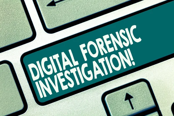 Word writing text Digital Forensic Investigation. Business concept for recovery of information from computers Keyboard key Intention to create computer message pressing keypad idea.