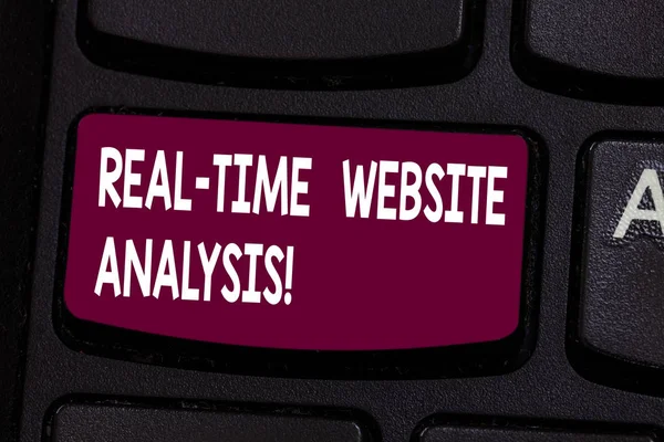 Text sign showing Real Time Website Analysis. Conceptual photo able to be accessed as they come into a system Keyboard key Intention to create computer message pressing keypad idea.
