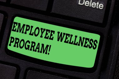 Çalışan sağlık programı yazma el yazısı metin. Onun işçi sağlığını geliştirmek yardım anlam kavramı klavye tuşuna basarak tuş takımı fikir bilgisayar ileti oluşturmak için niyet zorlamak.