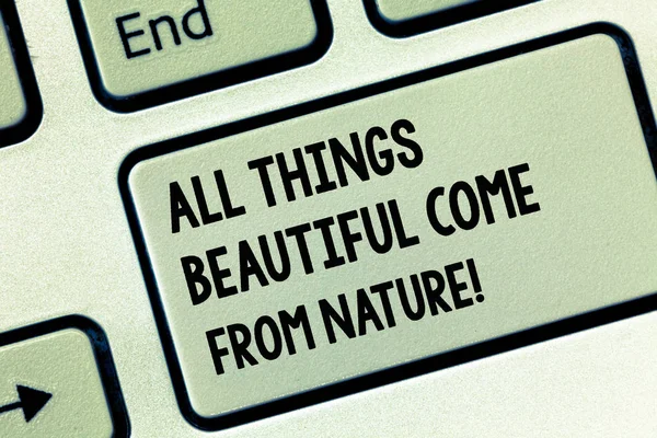 Konceptuální ručně psaného textu zobrazující všechny věci pocházejí z přírodou. Obchodní fotografie představí přírodní věci jsou nejhezčí klávesy záměr vytvořit počítač zprávy idea. — Stock fotografie