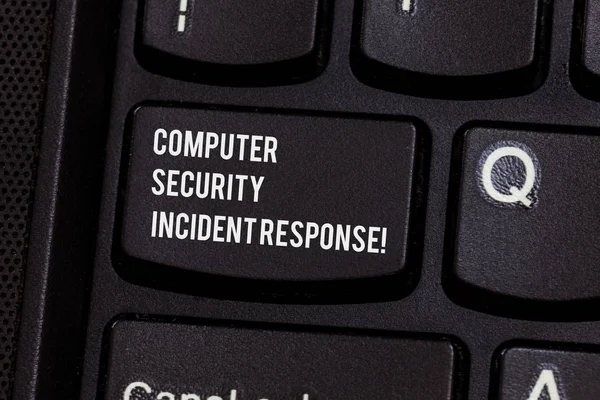 Conceptual hand writing showing Computer Security Incident Response. Business photo text Technology errors safety analysisagement Keyboard key Intention to create computer message idea.