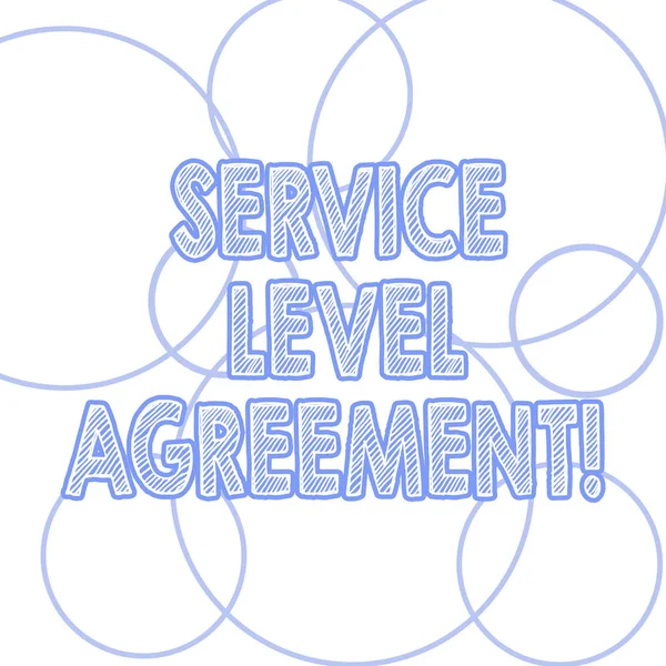 Rukopis textu psaní smlouvu o úrovni služeb. Pojetí znamená závazek mezi poskytovatelem služeb a klientem obrysy kulatý tvar v různých velikost kruhu smyčky Ring Hoop Foto. — Stock fotografie