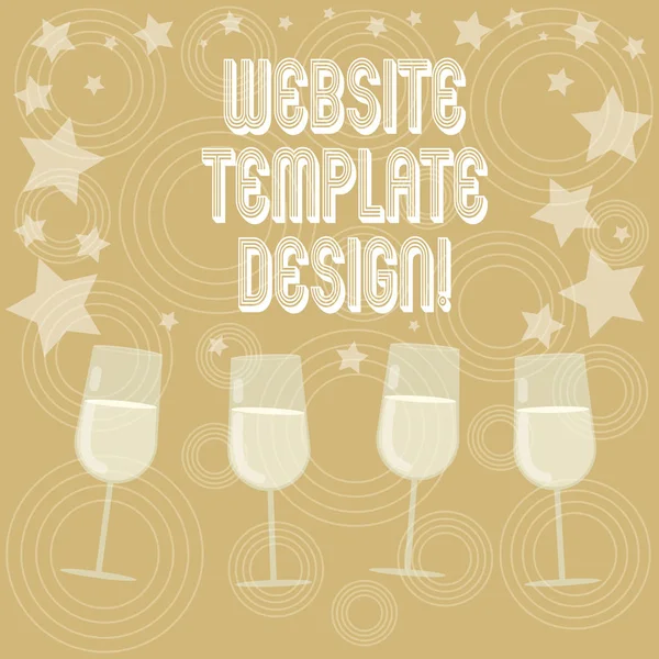 Writing note showing Website Template Design. Business photo showcasing writing an informative content of a website Filled Cocktail Wine Glasses with Scattered Stars as Confetti Stemware.