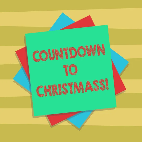 Textschild mit Countdown zu Weihnachten. konzeptionelle Foto-Zeitspanne bis zu einem bedeutsamen Ereignis mehrere Schichten leerer Blätter Farbpapier Karton Foto mit Schatten. — Stockfoto