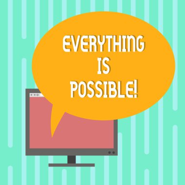 Metin yazma, Word her şey mümkündür. İş kavramı için biz herhangi bir kesinlik ile Oval renk konuşma balonu ile bilgisayar monitörü boş ekran monte olacakları tahmin edemez.