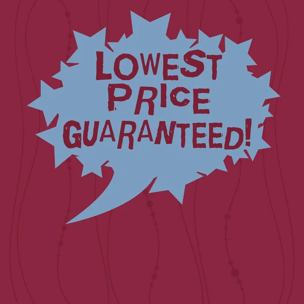 Writing note showing Lowest Price Guaranteed. Business photo showcasing Price charges are the lowest among competitors Blank Oval Color Speech Bubble with Stars as Outline photo Text Space.