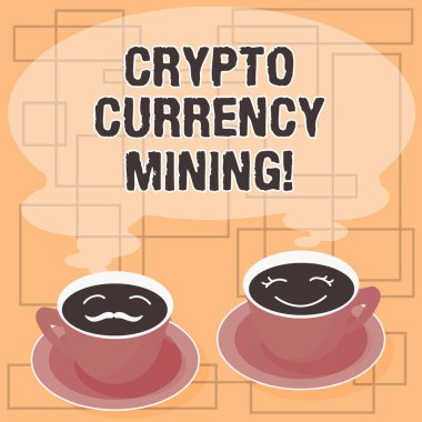 Word metin şifreleme para birimi araştırma yazma. İşlem kaydı kayıt blockchain sistemi Kupası fincan tabağı kümeleri için onun için iş kavramı ve onun kahve yüz simgesi boş buhar ile.