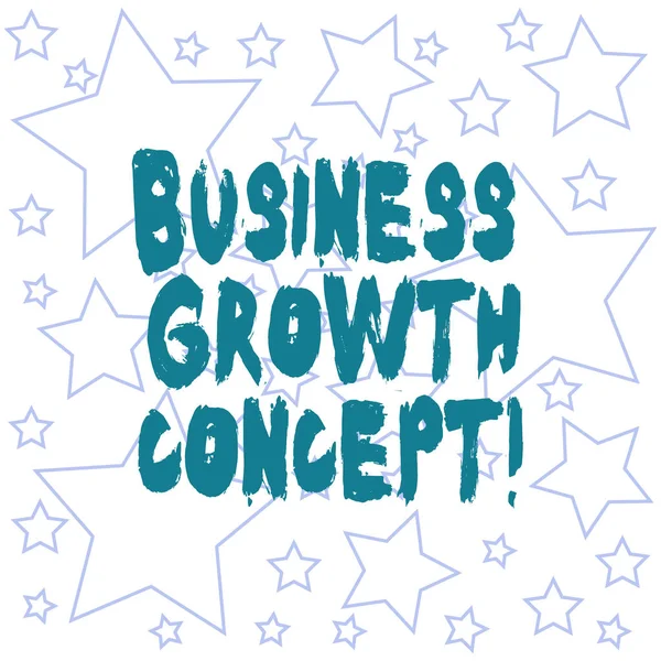 Text sign showing Business Growth Concept. Conceptual photo process of improving some measure of success Outlines of Different Size Star Shape in Random Seamless Repeat Pattern. — 图库照片