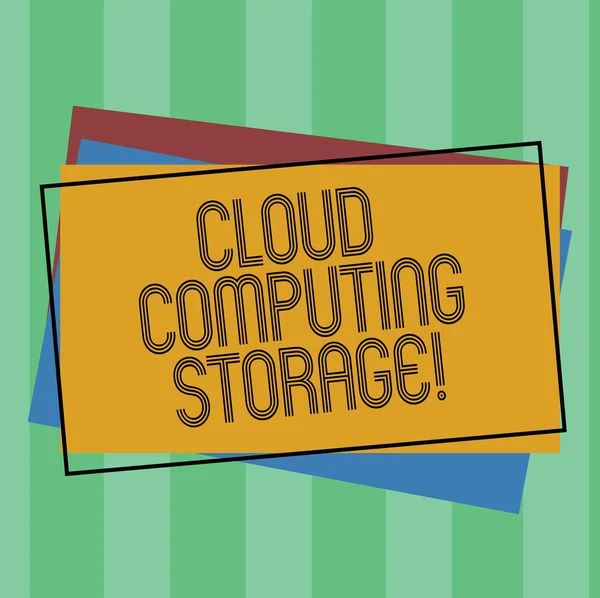 Word writing text Cloud Computing Storage. Business concept for digital data is stored in logical pools or internet Pile of Blank Rectangular Outlined Different Color Construction Paper.