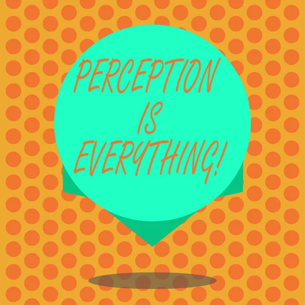 Writing note showing Perception Is Everything. Business photo showcasing how we identify failure or defeat makes difference Blank Color Circle Floating photo with Shadow and Design at the Edge. — ストック写真