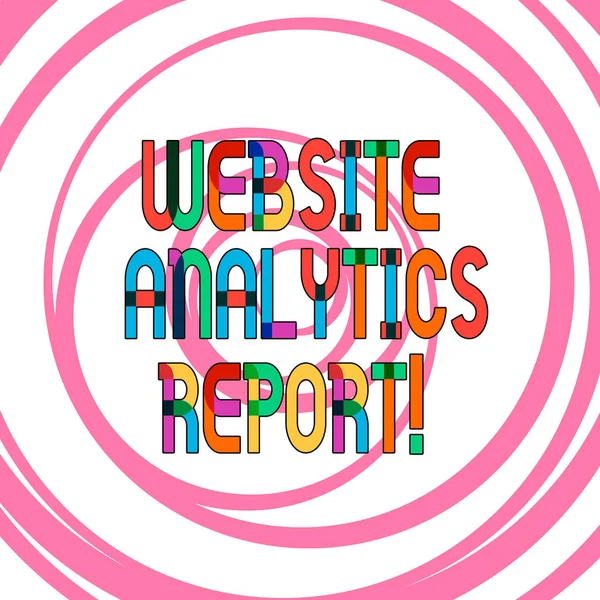 Conceptual hand writing showing Website Analytics Report. Business photo showcasing procedures used to optimize the rank of the website Multiple Layers of Circle Concentric Converging Spiraling.