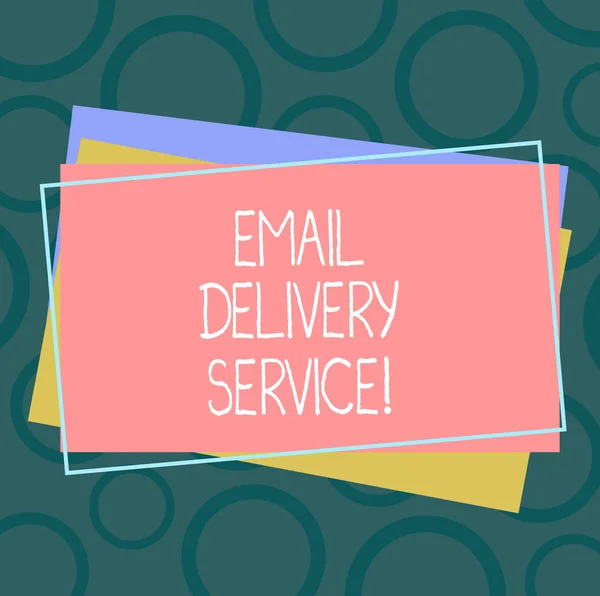 Handwriting text Email Delivery Service. Concept meaning email marketing platform or tools in sending messages Pile of Blank Rectangular Outlined Different Color Construction Paper. — Φωτογραφία Αρχείου