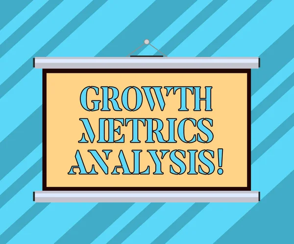 Text sign showing Growth Metrics Analysis. Conceptual photo Evaluating the company s is historical growth Blank Portable Wall Hanged Projection Screen for Conference Presentation.