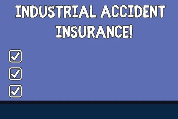 Conceptual hand writing showing Industrial Accident Insurance. Business photo text payments for demonstrating exposed to the work hazard Color Rectangular Shape with Outline and Round Beam in Center.